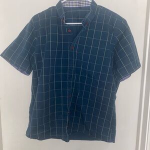 Casual Navy Checkered Button-Down Shirt